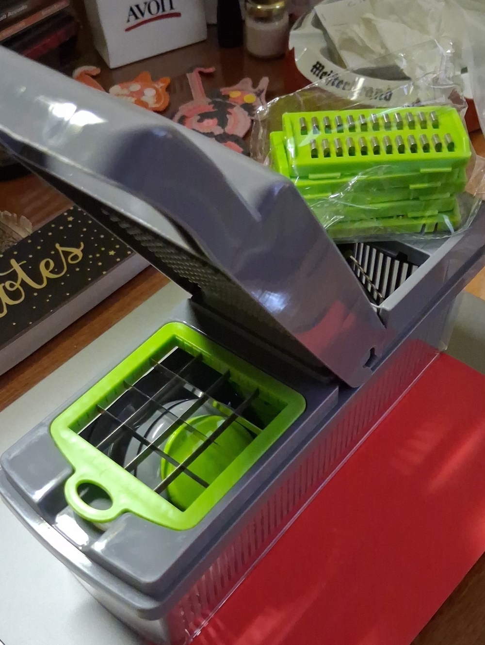 Gray and Green Multi-Blade Vegetable Chopper by